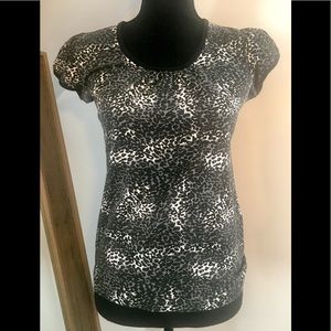 Black + White Leopard Print Top